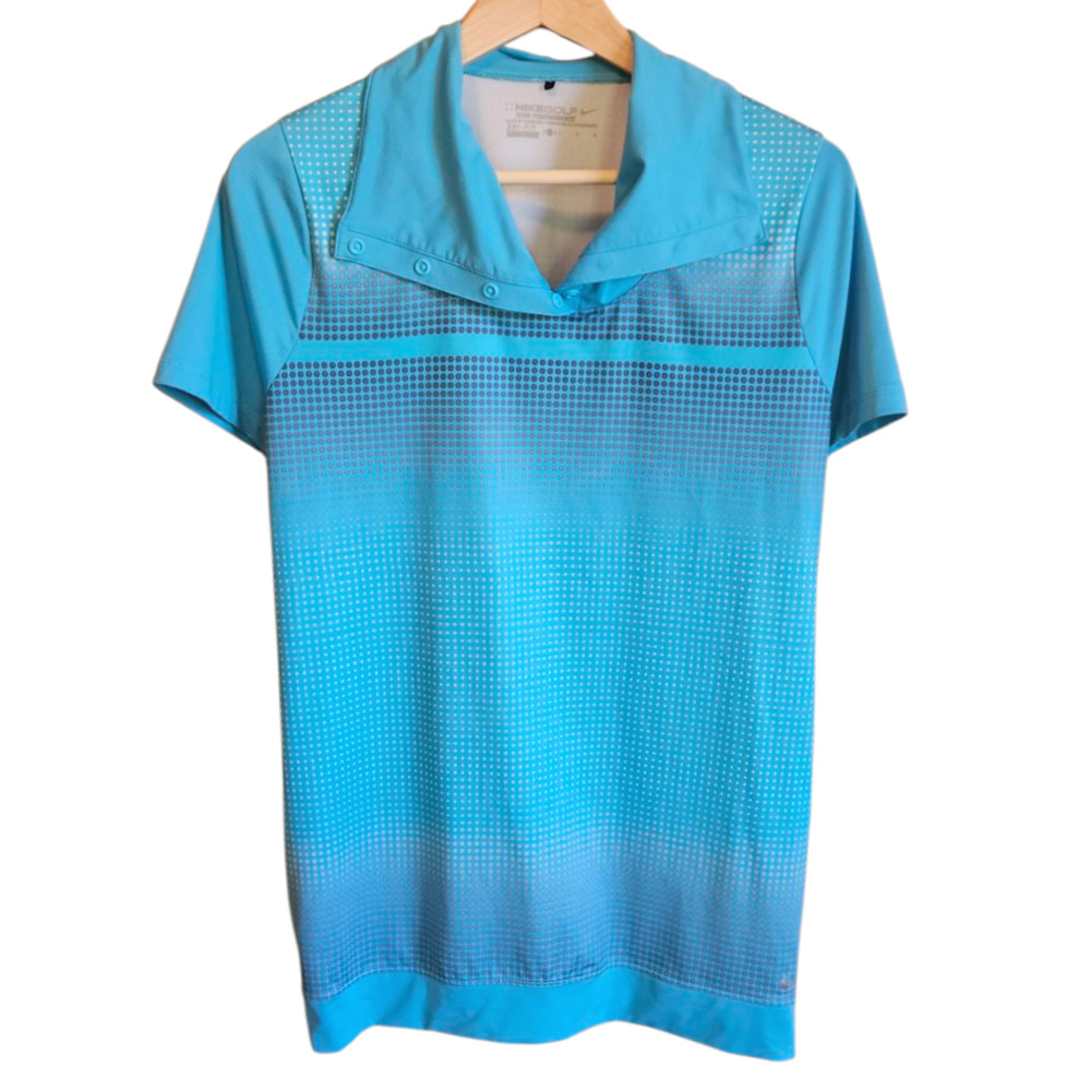 Nike Women's Golf Tour Performance Snap Polo Short Sleeve Top Teal Size Large